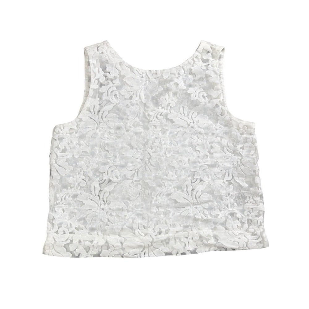 Banana Republic Lace Shell Top Women Small White Floral Embroidered Sheer V-Back
